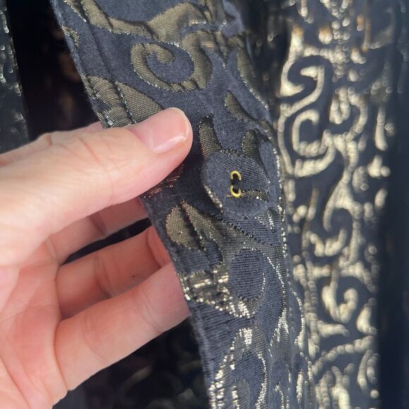 Chico's Lightweight Gold Brocade Button Up Shirt Jacket Blazer Size 3/Large - Picture 5 of 10